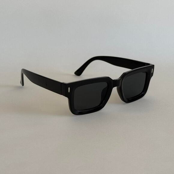 Y2K Black Square Sunglasses Unisex Bold Clean Look UVA UVB - Picture 2 of 9